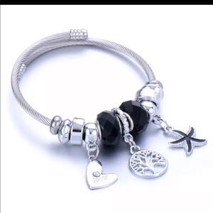 LOVE BANGLE WITH BLACK BEADS